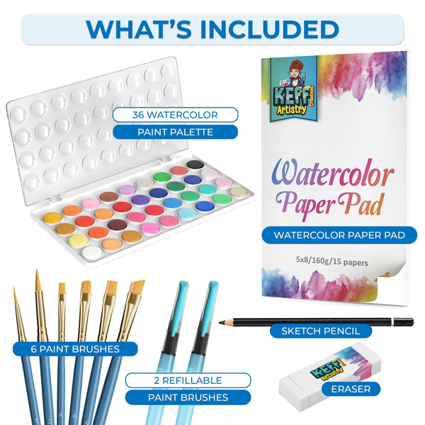 KEFF Acrylic Paint Set for Adults - Art Painting Supplies Kit with