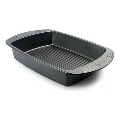 Shallow Roasting Pan with Foldable/Removable Rack, 17 5/8 x 14 1/2, Black