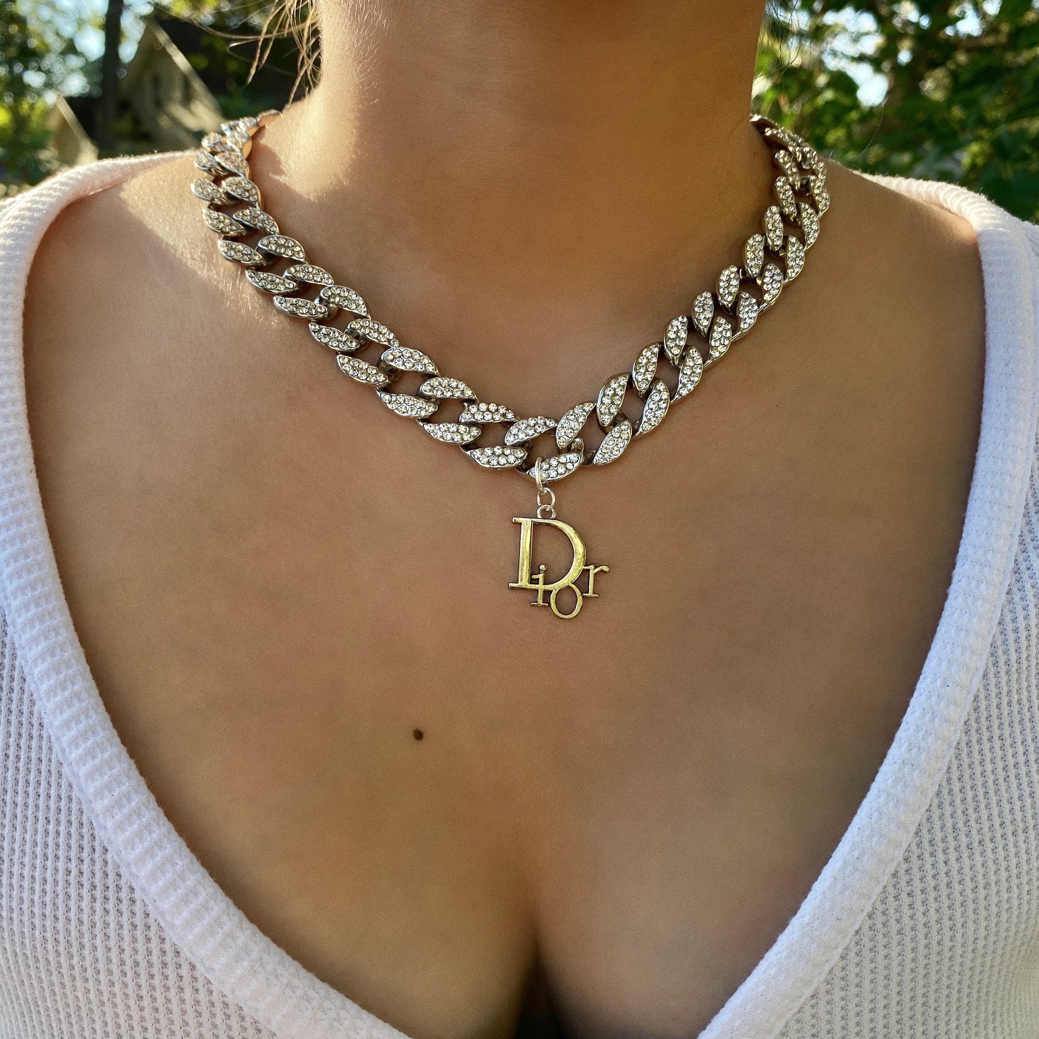 dior iced out chain