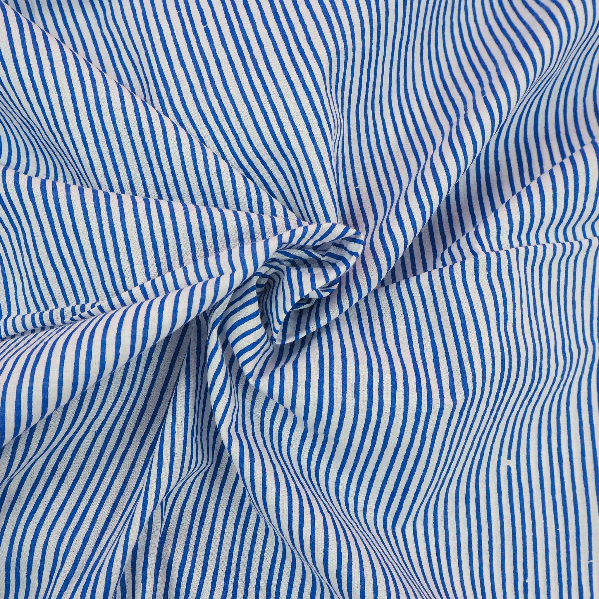 Lean Stripe Blue - Indian Cotton – Grid Fabrics