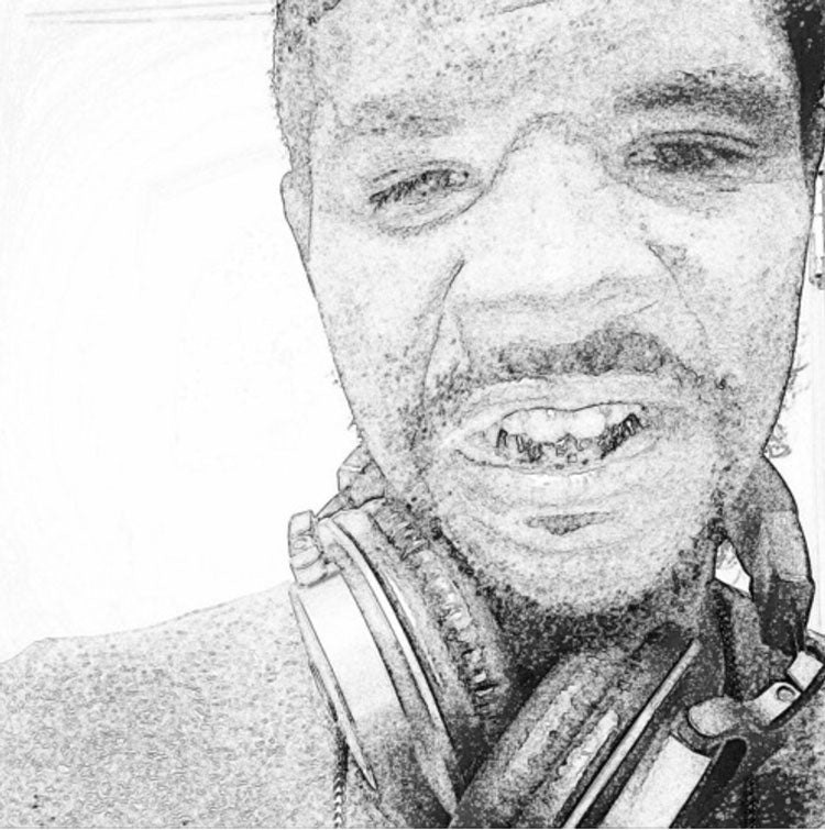 art sketch of a guy with headphones on