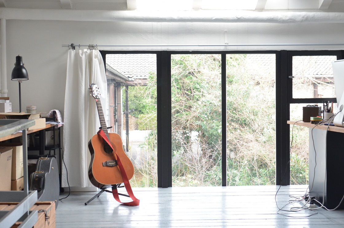 A bright, airy home music studio