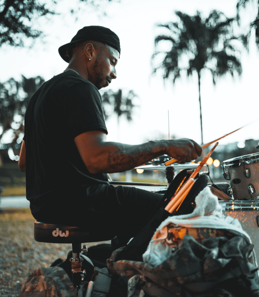 A man playing drums