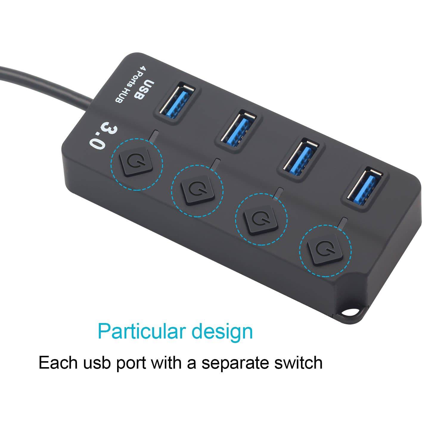 ankel Meget sur Serrated 4 Port USB 3.0 Hub 5Gbps High Speed On*Off Switches - Demon Devices