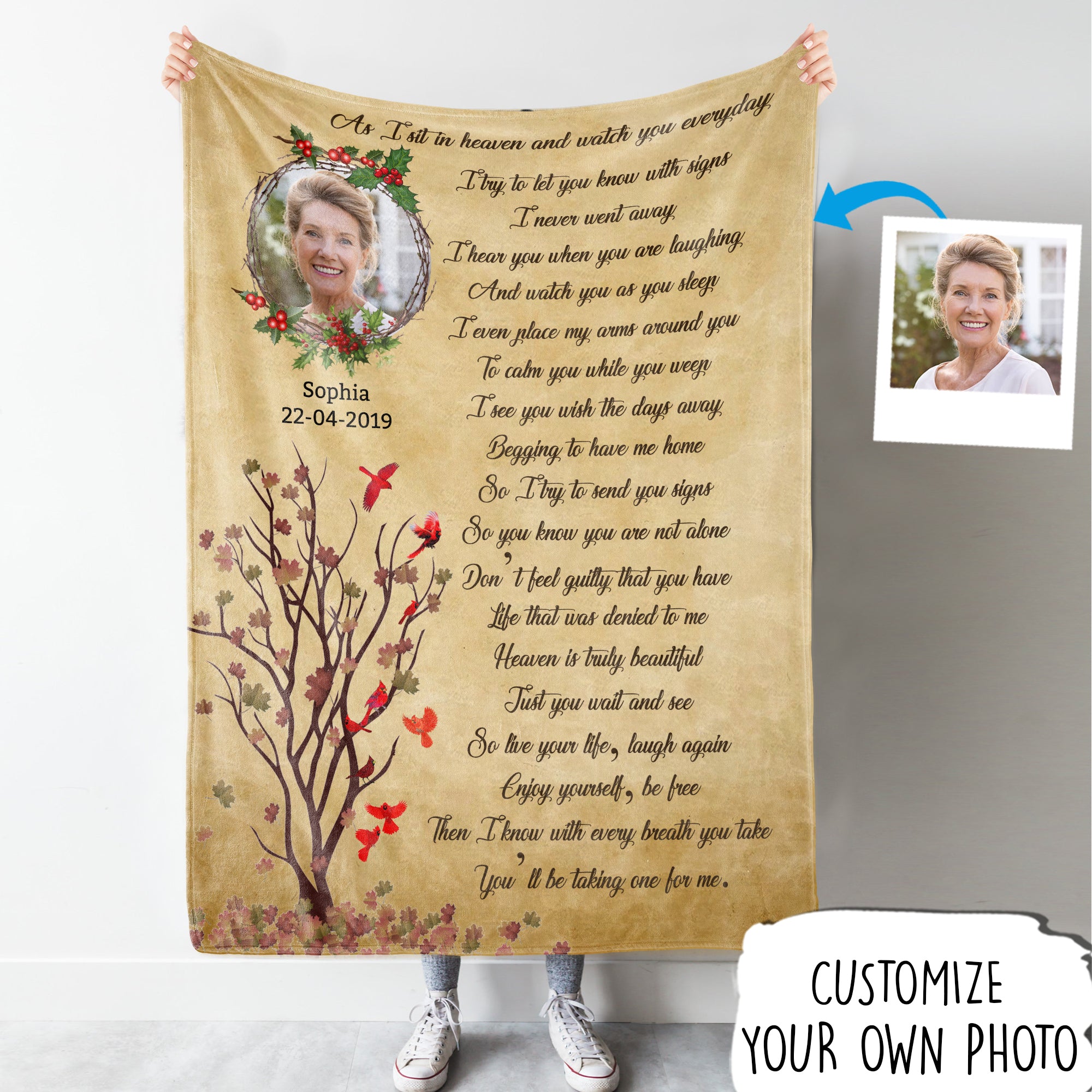 As I Sit In Heaven Customized Memorial Photo Blanket Gift For Loss And Bestcustom Co