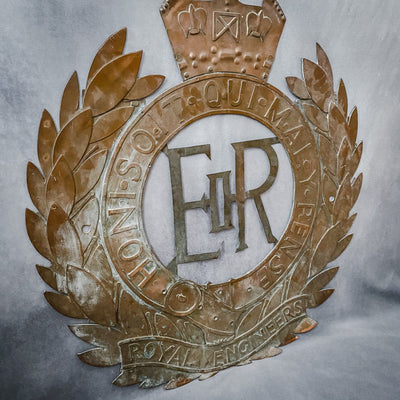 1960s Vintage Royal Engineers Heraldic Copper Sign - Houselore