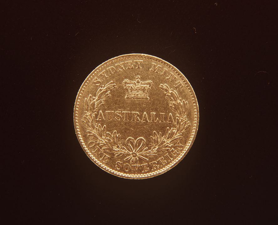 Sydney Mint (1855). One sovereign cold coin made by the Sydney Mint. 