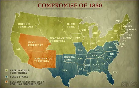 A map of how the states were divided up from the compromise of 1850