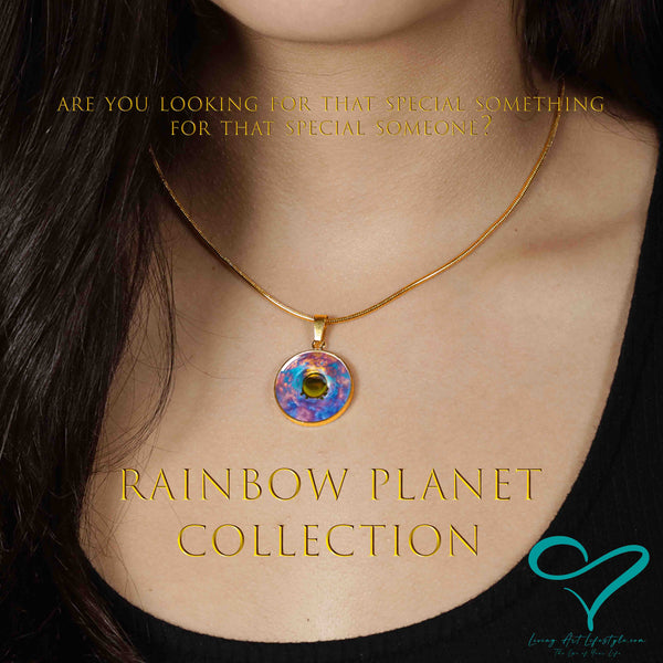 Rainbow Planet Collection Designer Jewelry Circle Pendant rainbow Little Planet design unique