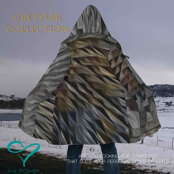 Extruded 3D design, complex design and deep colours, mens winter fashion cloak, warm coat, designer fashion living art lifestyle