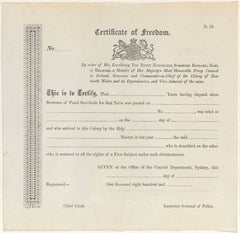 Australian Convict Certificate of Freedom - Parole Certificate Records Records NSW Gov