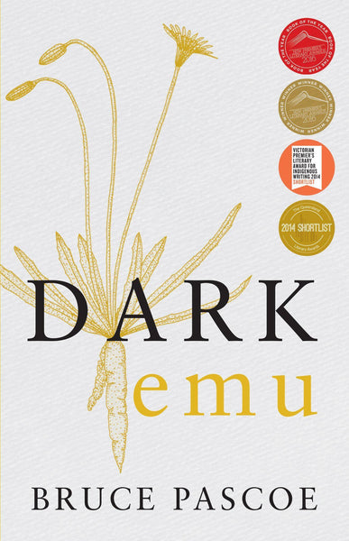 DARK EMU BY BRUCE PASCOE BOOK COVER WITH ILLUSTRATION OF TUBER