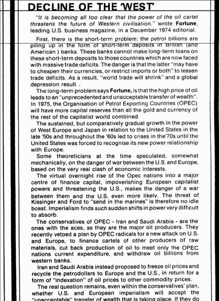 Newspaper Article - DECLINE OF THE WEST - 1975, February 11 -Tribune 