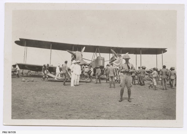 https://www.catalog.slsa.sa.gov.au:443/record=b3197879~S1  Digging out the Vickers Vimy utilizing bamboo matting track at Surabaya, Indonesia, 7/12/1919.