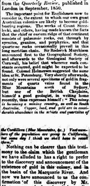 GOLD. (1851, May 15). The Sydney Morning Herald (NSW : 1842 - 1954), p. 2. Retrieved July 20, 2021, from http://nla.gov.au/nla.news-article12927102