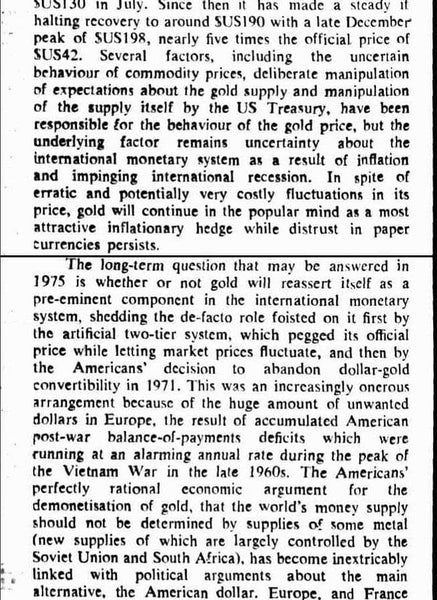 Newspaper Article - GOLD OIL AND DOLLARS - The Canberra Times - 1975, January 10 