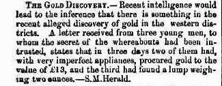 Gold Discovery - 3rd May 1851 - The Maitland Mercury and Hunter River General Advertiser 