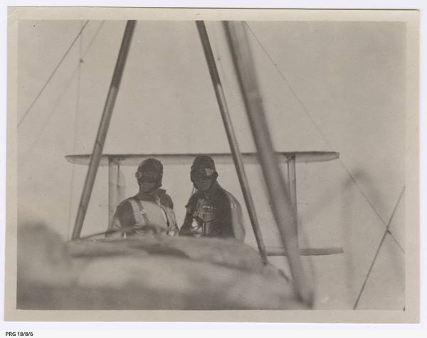 -  https://www.catalog.slsa.sa.gov.au:443/record=b3198016~S1  View of James Bennett and Walter Shiers in the rear of the Vickers Vimy during flight.