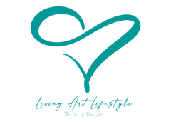 Living Art Lifestyle logo Blue infinity heart design, the love of your life, INSPIRED ARTISANAL LIFESTYLE HOMEWARES, DESIGNER FASHION & JEWELRY