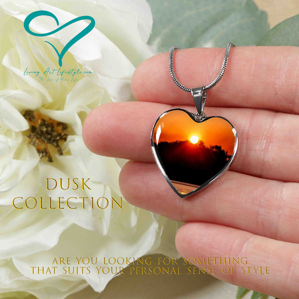 Dusk Eye of Magenta Colllection Designer Jewelry Circle Gold Heart Pendant Love Pendant Sunset Orange design