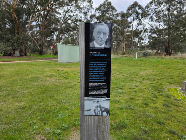 Moliagul Victoria birth place of John Flynn Founder of Royal Flying Doctor Service and ite of the "Welcome Stranger" World's largest Gold Nugget ever discovered.  Monument with propeller