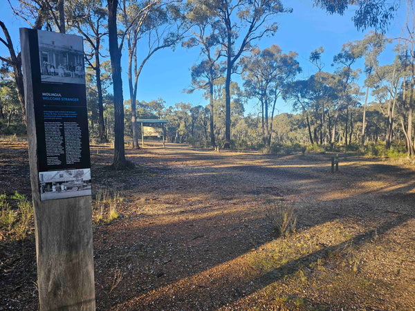 Moliagul Victoria site of the "Welcome Stranger" World's largest Gold Nugget ever discovered. Historical information sign and photos