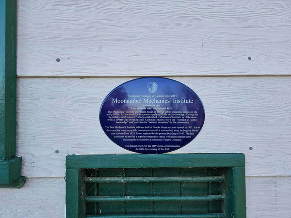 Moonambel Victoria Gold Fields Town  Mechanics Institute historical information plaque