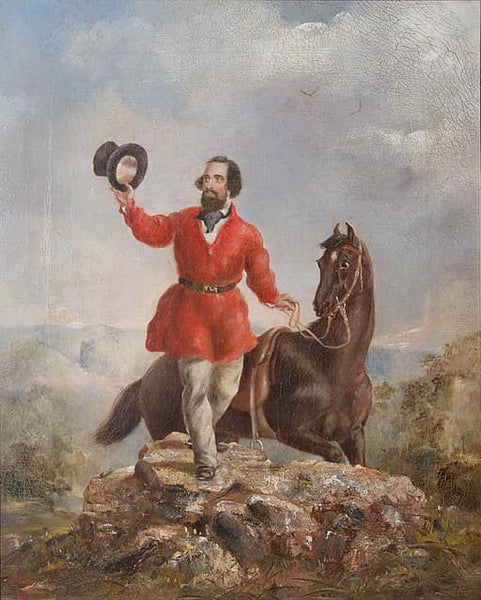 Mr E.H. Hargraves, the gold discoverer of Australia, Feb 12th 1851, returning the salute of the gold miners, 1851, by T.T. Balcombe, oil on canvas, State Library of New South Wales 