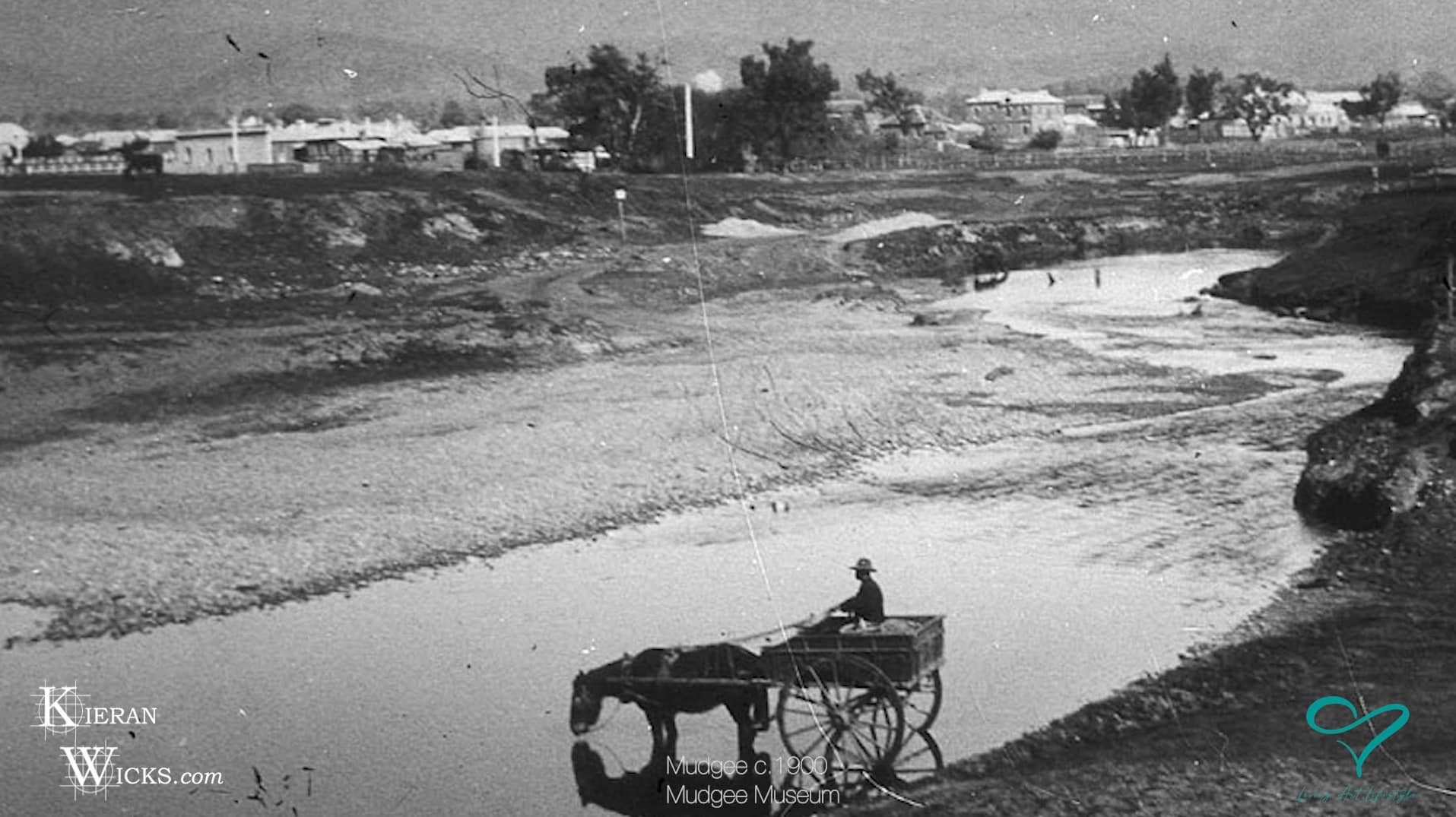 ONE TOWN AT A TIME EP 4 SCREENSHOT 11 - MUDGEE c1900 CUDEGONG RIVER HORSE AND CART HORSE DRINKING MUDGEE MUSEUM