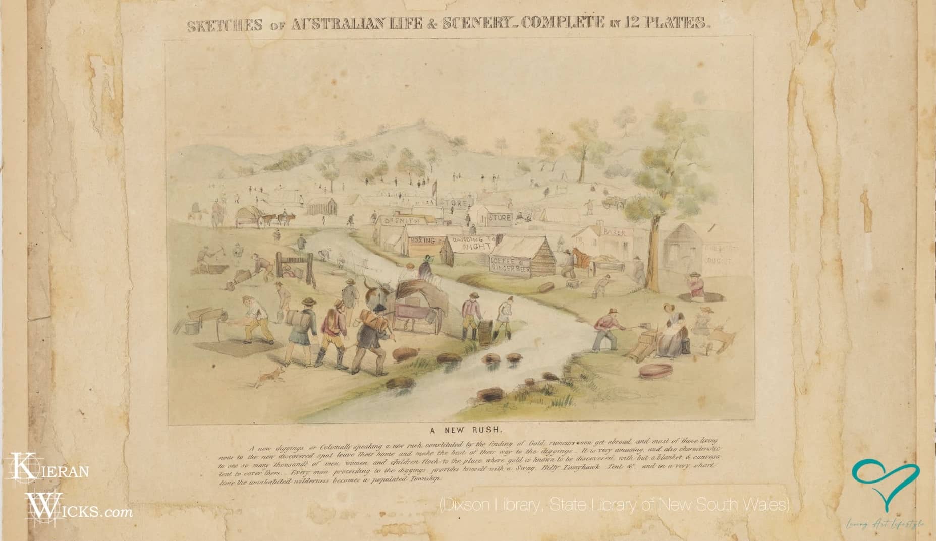 ONE TOWN AT A TIME EP 4 SCREENSHOT 24 - SKETCHES OF AUSTRALIAN LIFE & SCENERY COMPLETE IN 12 PLATES -  A NEW RUSH - GOLD RUSH TOWN SKETCH - DIXON LIBRARY STATE LIBRARY NSW