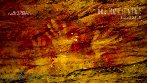 HANDS ON ROCK COLLECTION - INDIGINOUS ROCK ART RED AND YELLOW - Mudgee Ulan 