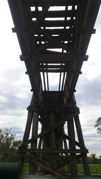 THE PRINCE ALFRED VIADUCT - GUNDAGAI, SOUTH WEST SLOPES NSW Wooden Rail Bridge Murrumbidgee River Historical