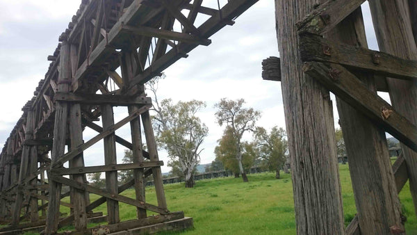 THE PRINCE ALFRED VIADUCT - GUNDAGAI, SOUTH WEST SLOPES NSW Wooden Rail Bridge Murrumbidgee River Historical