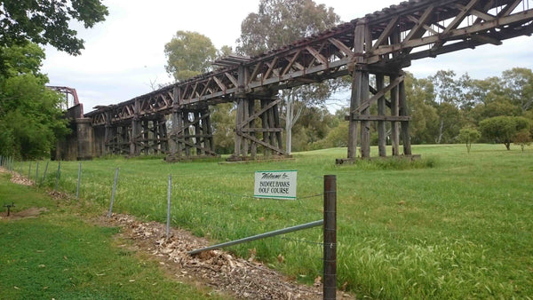 THE PRINCE ALFRED VIADUCT - GUNDAGAI, SOUTH WEST SLOPES NSW Wooden Rail Bridge Murrumbidgee River Historical