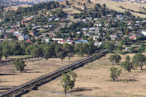 THE PRINCE ALFRED VIADUCT - GUNDAGAI, SOUTH WEST SLOPES NSW Wooden Rail Bridge Murrumbidgee River Historical