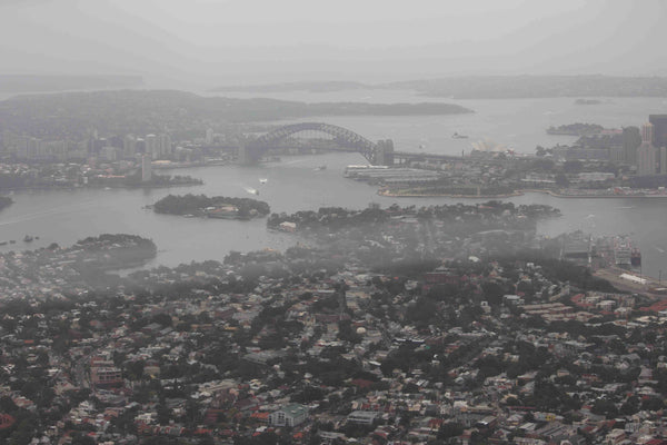 Aerial view of Sydney Harbour featuring the Sydney Harbour Bridge