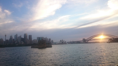 Sydney Harbour Sunset from the Manly Ferry, Sunset through the Sydney Harbour Bridge