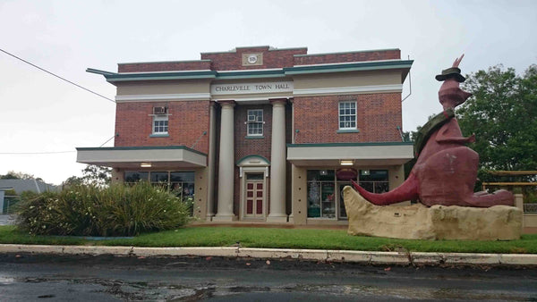 Charleville South West Queensland - Charleville Town Hall  Murweh Shire Town Hall Matilda Kangaroo Statue