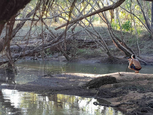 Kieran Wicks taking photos at Walkers Crossing near Normanton Gulf of Carpentaria QLD
