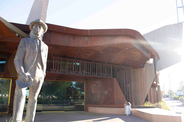 Banjo Patterson Statue in front of Waltzing Matilda Centre Winton Queensland
