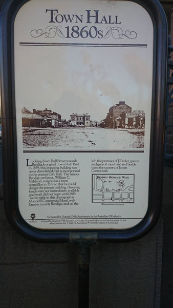 Bendigo Town Hall Built 1860's - Commemorative Information sign By Kieran Wicks c2014 Victoria Living Art Lifestyle, Heritage Building