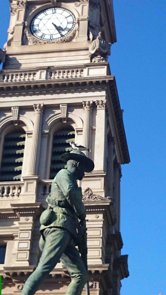 Bendigo Town Clock and War Memorial Soldier Statue Central Victoria 