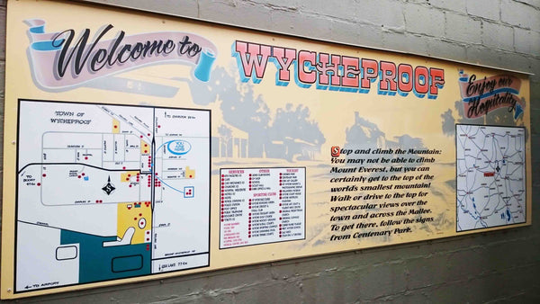 Town Tourist Information Board in Whycheeproof North West Victoria