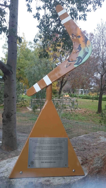 Monument in Honour of Bernard Bunny Read, World Champion Boomerang Thrower in Whycheeproof North West Victoria