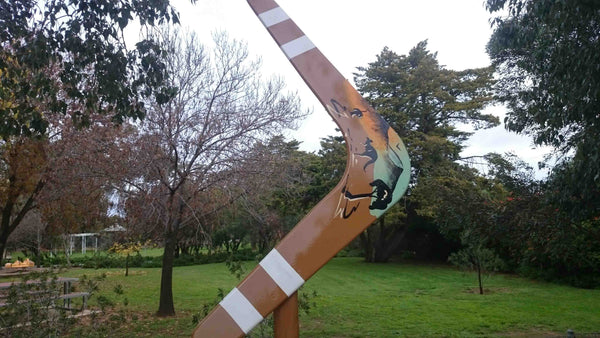 Monument in Honour of Bernard Bunny Read, World Champion Boomerang Thrower in Whycheeproof North West Victoria