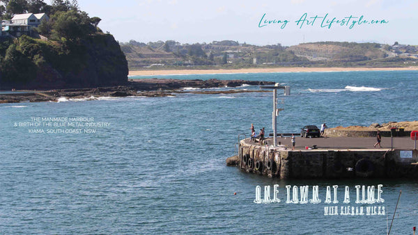 Kiama Harbour South Coast NSW Fishing off of Pier Beach in Distance One Town at a Time