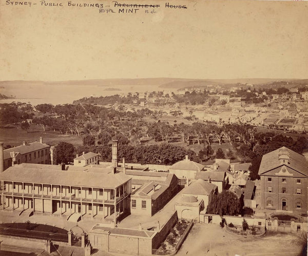 Panoramic view of the Royal Mint and Hyde Park Barracks taken from the steeple of St. James's Church, 1871