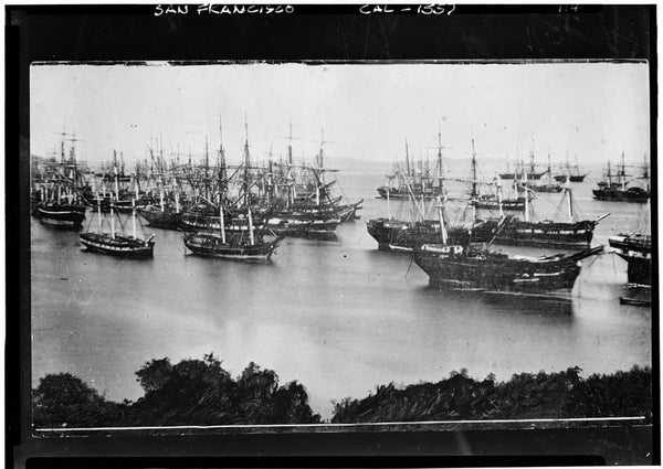 Ships Abandoned in Yerba Buena Cove San Francisco during the California Gold Rush 1849 (public domain image from Wikimedia)