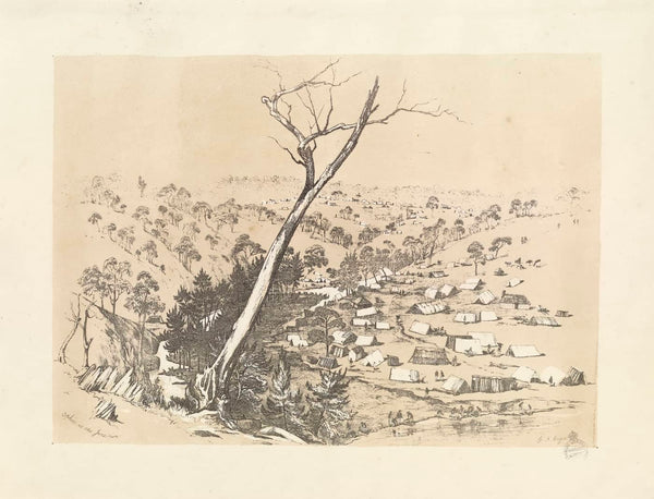 Sketches in Australia plates from G. F. Angas - six views of the gold field of Ophir Sydney, Woolcottt, and Clarke, 1851 - 4 - A General View of Ophir