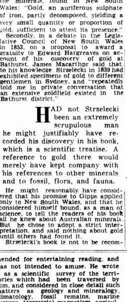 STRZELECKI FOUND GOLD BUT KEPT IT HIDDEN 1939, July 8 - The Courier Mail Brisbane